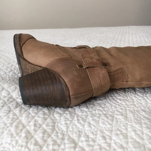 Anthropologie SixtySeven 67 Martingale Bow Leather Riding Boots Brown Women's - Picture 8 of 16